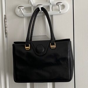 Vintage Chic Black Leather Handbag